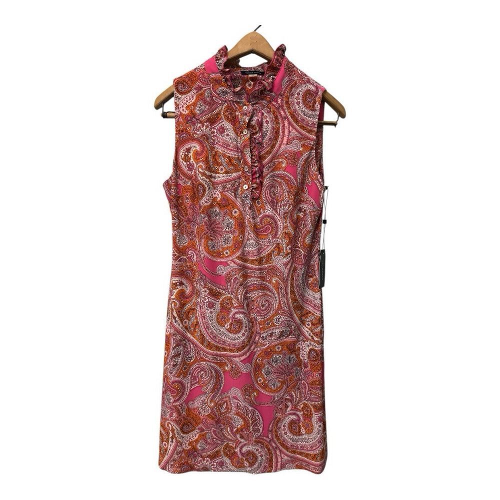 TOMMY‎ HILFIGER - PINK PAISLEY MOD 60'S RETRO STYLE DRESS - NWT - MSRP $99 SZ 10